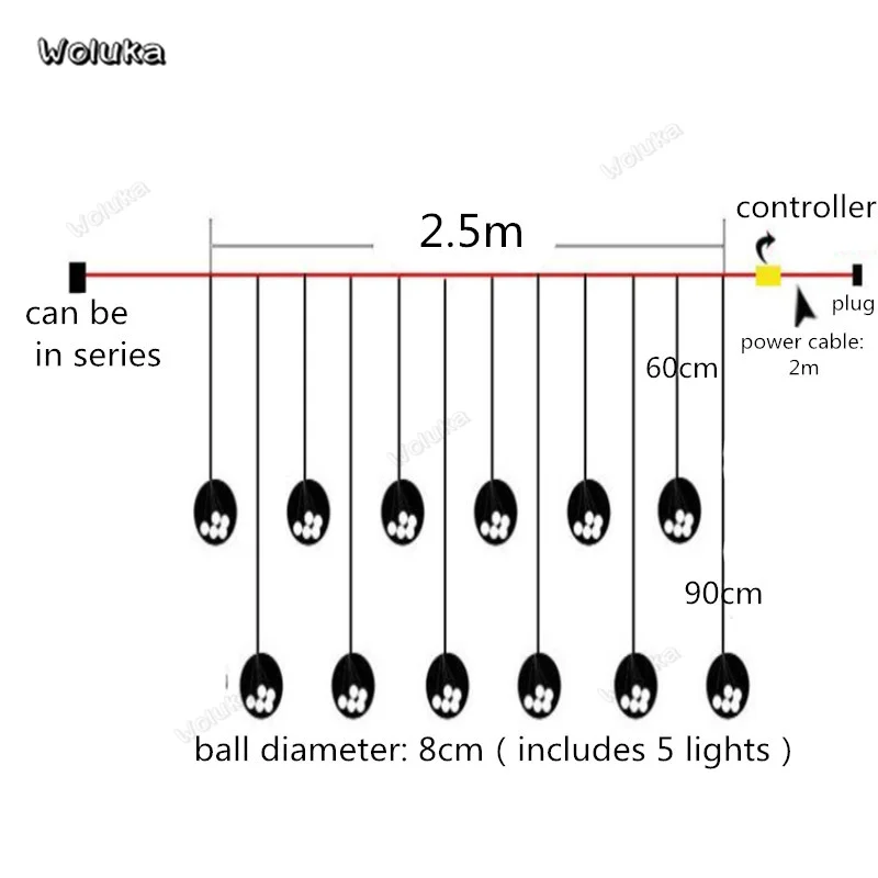 LED Ball-shaped lamp String Light Copper Flashing Starry Light Room Decoration Creative Hanging Lamp CD50 W05