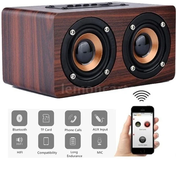Деревянный ретро беспроводной bluetooth динамик двойной динамик 10 вт сабвуфер динамик поддержка TF для samsung millet