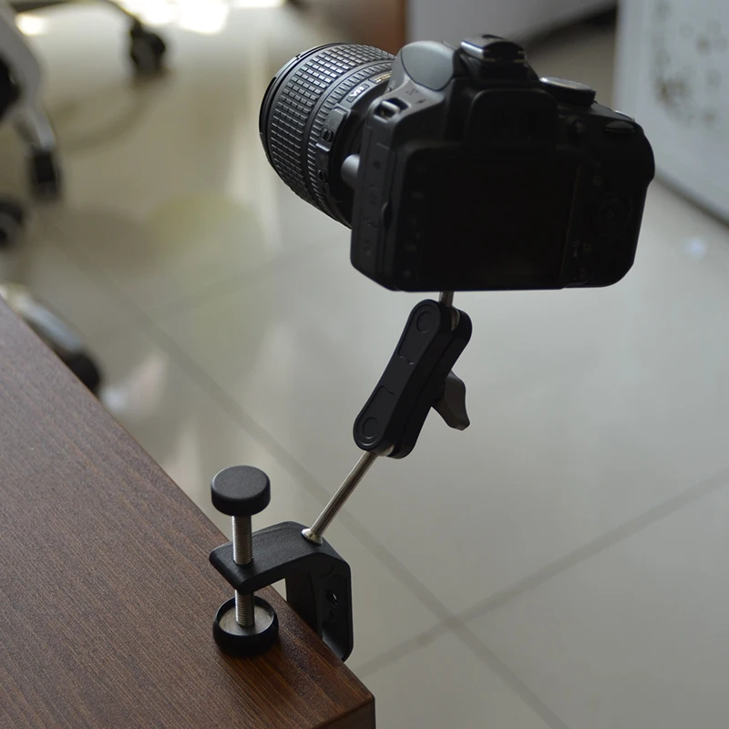 Magic Arm Mount CNC Maching Double Ball Head with 1/4 inch Screw for Phone Monitor Gimbal Camera Video Light Tripod