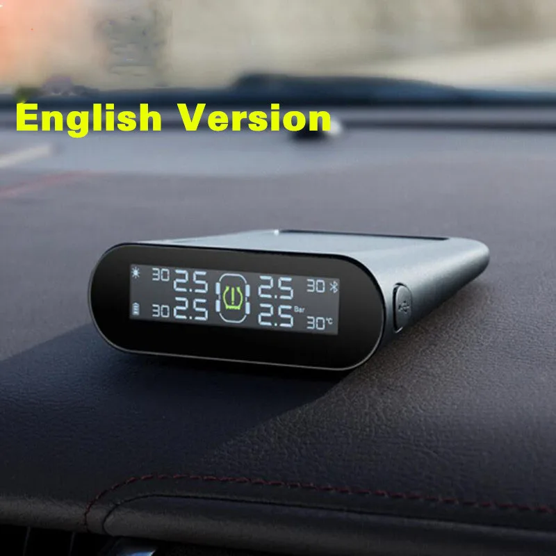 

70mai TPMS Tire Pressure Sensor Monitoring System Solar Power 70 Mai APP LCD Display Car Security Alarm Tyre Pressure English