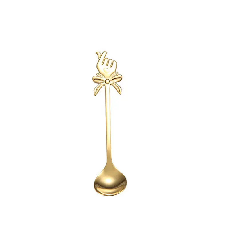 Vacclo, 304, нержавеющая сталь, креативная фруктовая вилка, милая мультяшная ложка для десерта, кофе, маленькая позолоченная ложка для перемешивания, посуда