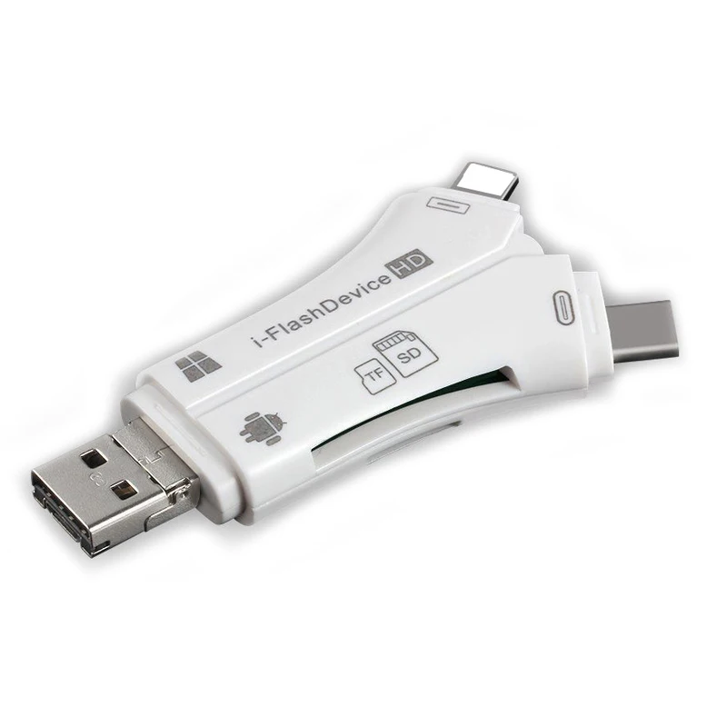 4 в 1 флэш-накопитель Micro usb type C TF SD считыватель карт OTG адаптер для iPhone XS MAX XR 5 6 7 8 x для Macbook Android телефон