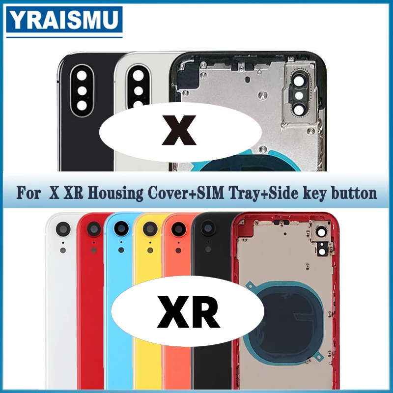 Для iPhone X XR задняя крышка аккумулятора + лоток для SIM-карты боковые ключи средняя