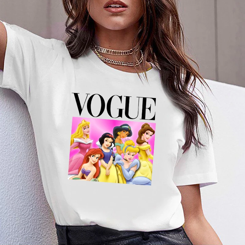 Женская футболка с графикой, лето, принцесса, Vogue, Harajuku, женская футболка, забавные корейские топы, Kawaii, уличная одежда, Camiseta Mujer, футболка