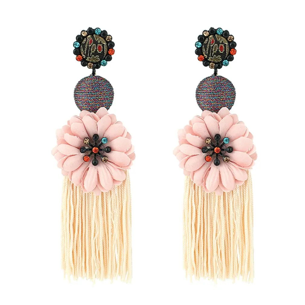 

Women's Long Dangle Earrings Fashion Tassel Flower Drop Earrings