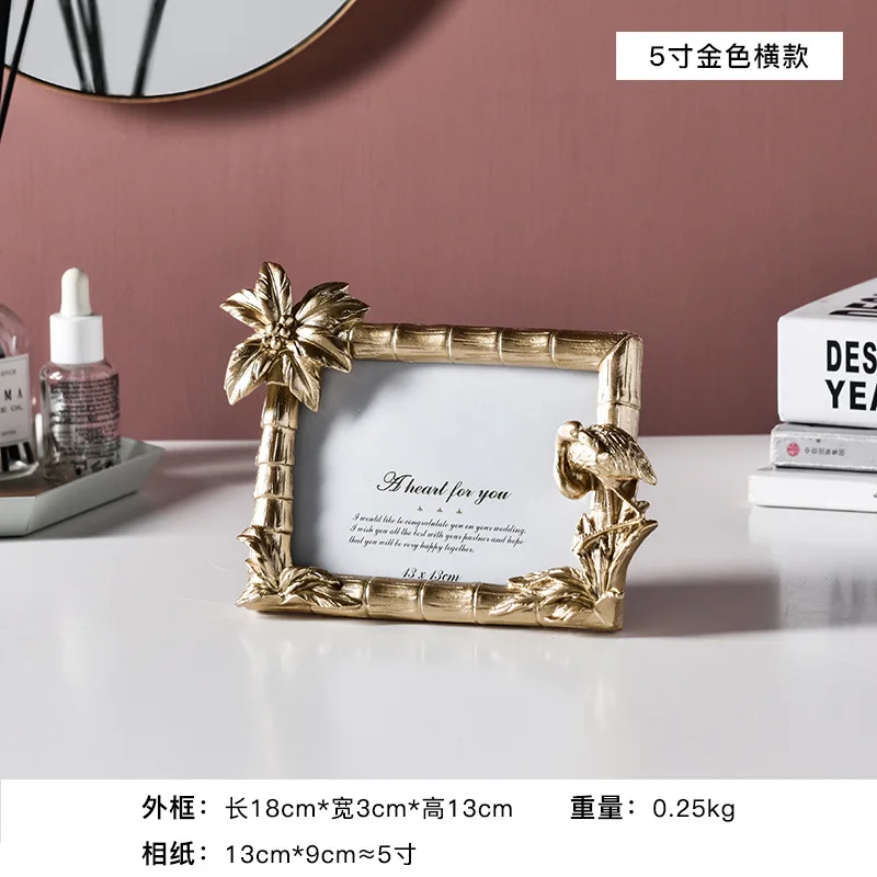 Nordic light luxury creative golden photo frame set room living room bedroom model room decoration desktop furnishings - Цвет: D