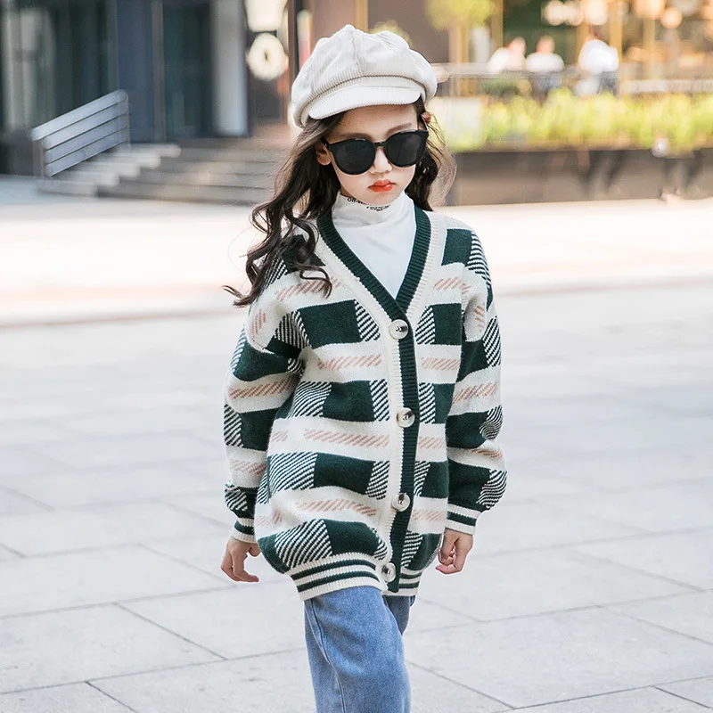 Autumn New Style Girls warm Sweater Baby Girls Korean Version Knitted Cardigan Kids Fashion Loose Casual Sweater,#8059