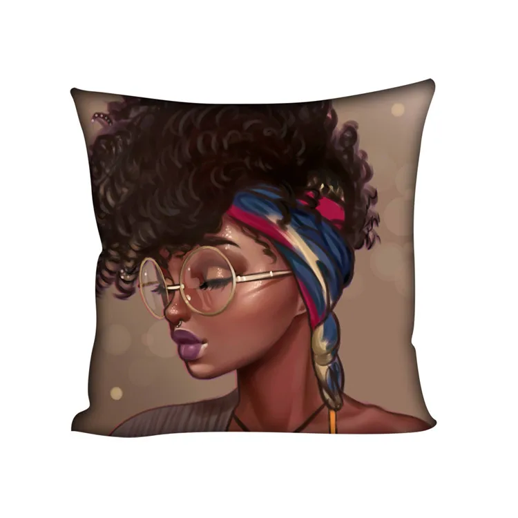 HUGSIDEA черные афро-американские наволочки с изображением девочек декоративная подушка для дома 45*45 см афро Женская Подушка Чехол для дивана автомобиля - Цвет: Z4944DG
