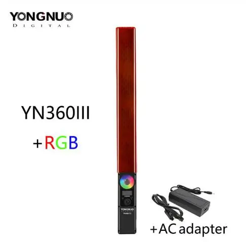 YONGNUO YN360 III YN360III ручной светодиодный светильник для видео с сенсорным регулированием Bi-colo 3200k до 5500k RGB цветовая температура с пультом дистанционного управления - Цвет: YN360III AC adapter