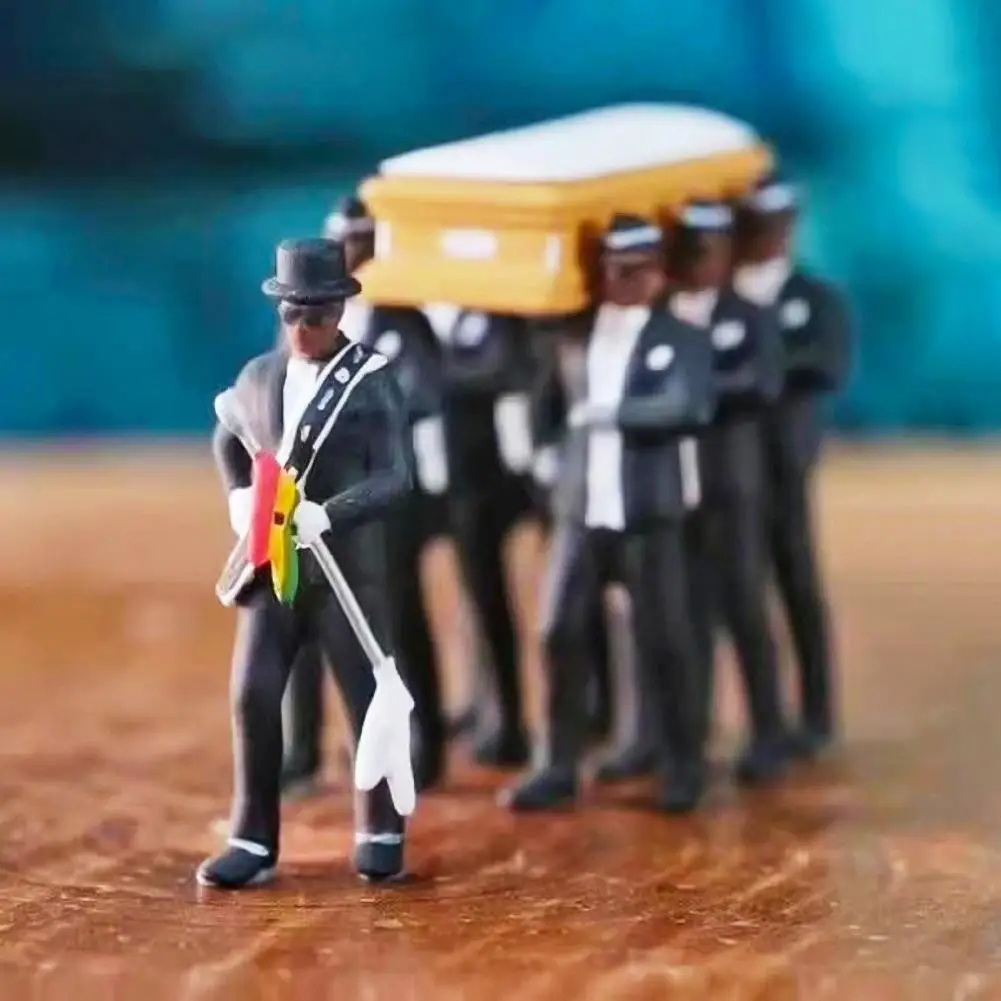 1 64 High Simulation Plastic Ghana Funeral Coffin Dancing Pallbearer Team Model Exquisite Workmanship Action Figure