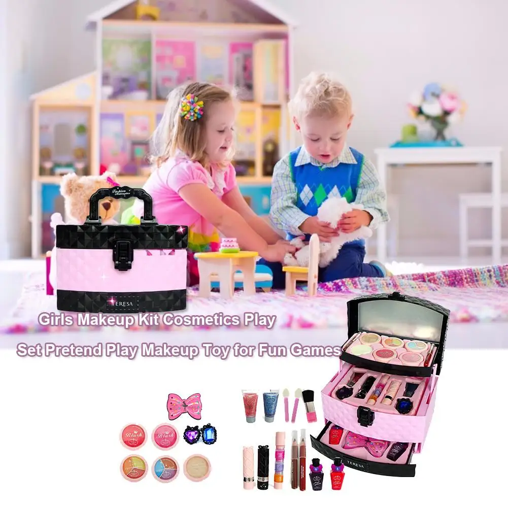 Girls Makeup Kit Cosmetics Play Set Pretend Play Play House Dress Up Non Toxic Mirror Cosmetic 1 Girls Makeup Kit Cosmetics Play Set Pretend Play Play House Dress Up Non Toxic Mirror Cosmetic 3