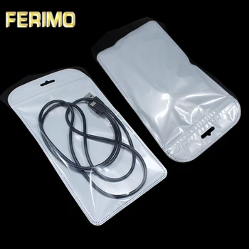 

400Pcs/Lot Zip Lock Clear White Pearl Lustre Resealable Plastic Packaging Bags with Hang Hole Electronic Accessories Party Pouch