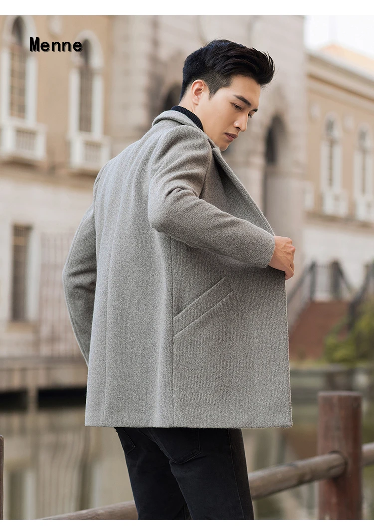 Menne winter jacket men Autumn and winter long style woolen coat male British casual windbreaker coat