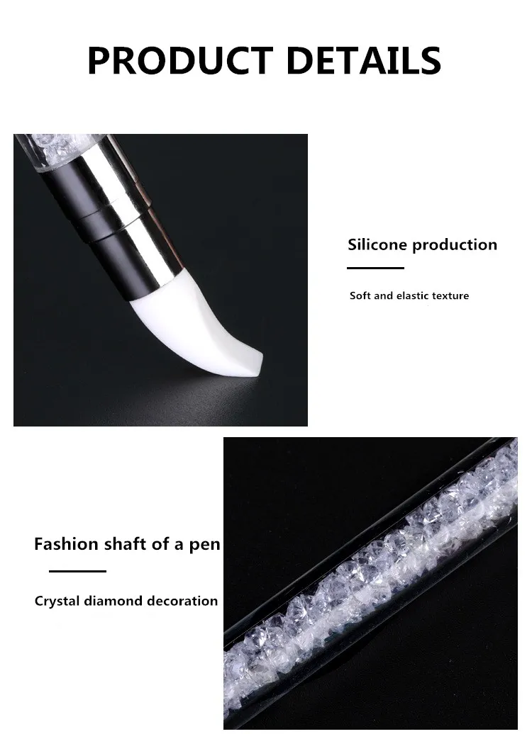 Nail art silicone pen double-head oblique mouth shape point drill applique embossing stick multifunctional nail pen