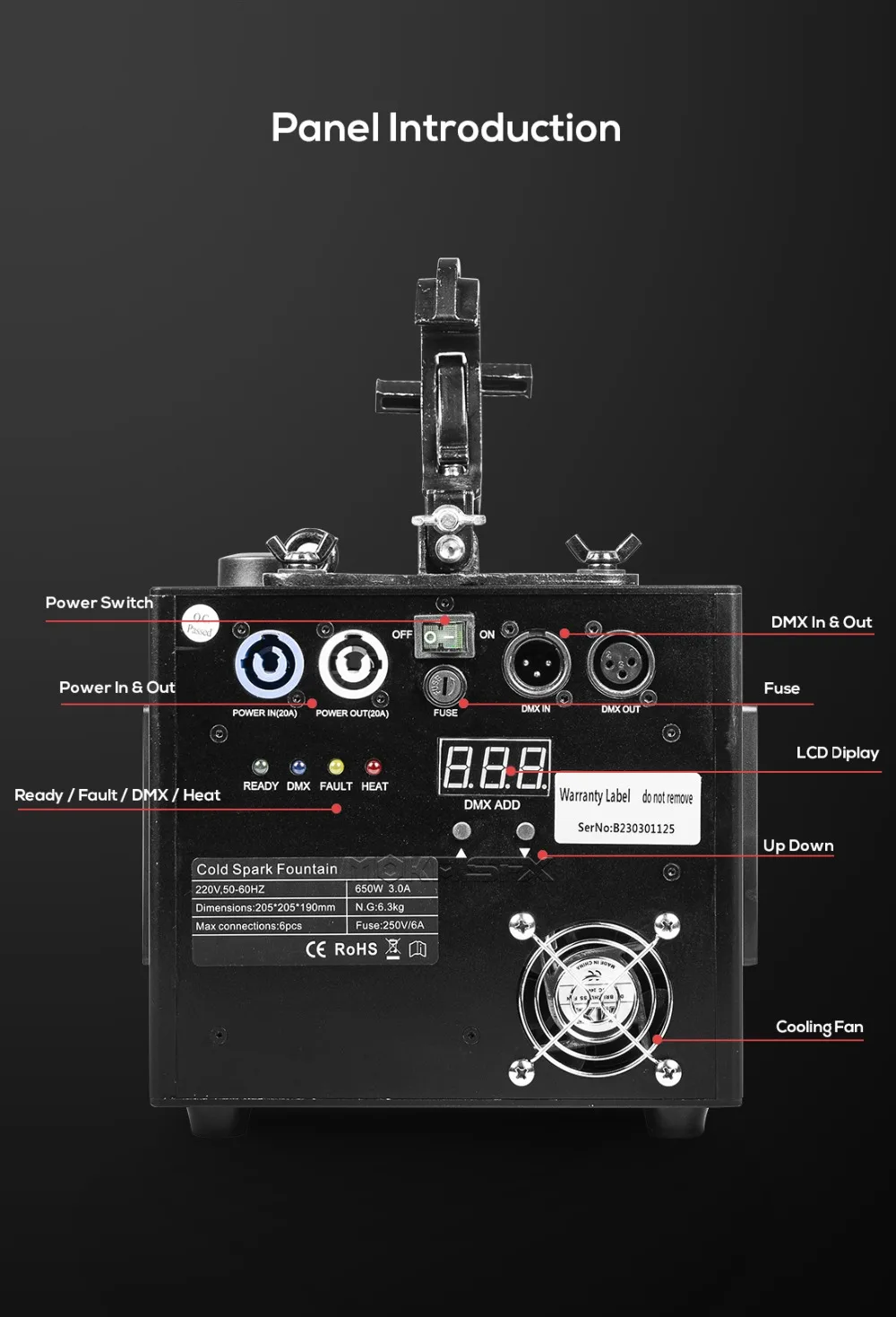 MOKA SFX MK-E12 Wireless Remote Control Cold Spark Machine