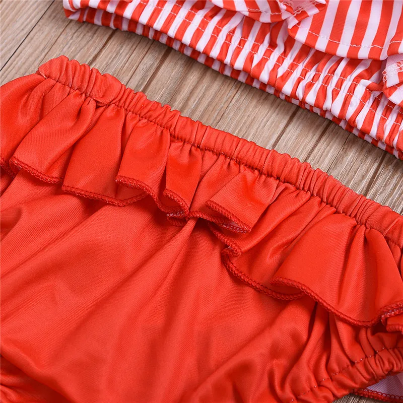 Красный для новорожденных, детские, для девочек купальник из двух предметов полиэстер летние пляжные Swinsuit для девочек 6-24 мес