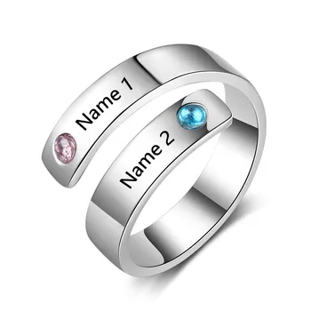 

New Custom Couple Lettering Name Birthday Stone Ring Fashion Anniversary Holiday Gift