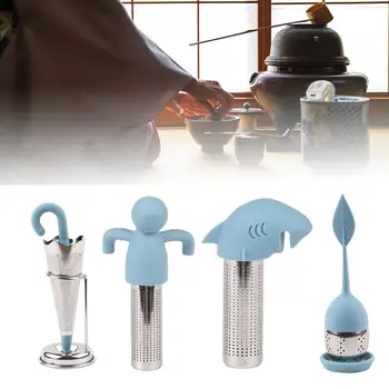 

8 Style Silicone Tea Infuser Reusable Tea Strainer Sweet Leaf with Drop Tray Novelty Tea Ball Herbal Spice Filter Tea Tool