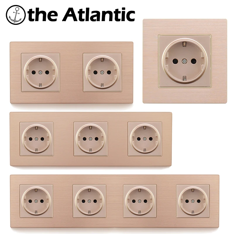 

Atlectric EU/DE/RU Standard Plug Socket Multiple Sockets Aluminum Alloy Metal Wall Electrical Outlet 1/2/3/4 Socket