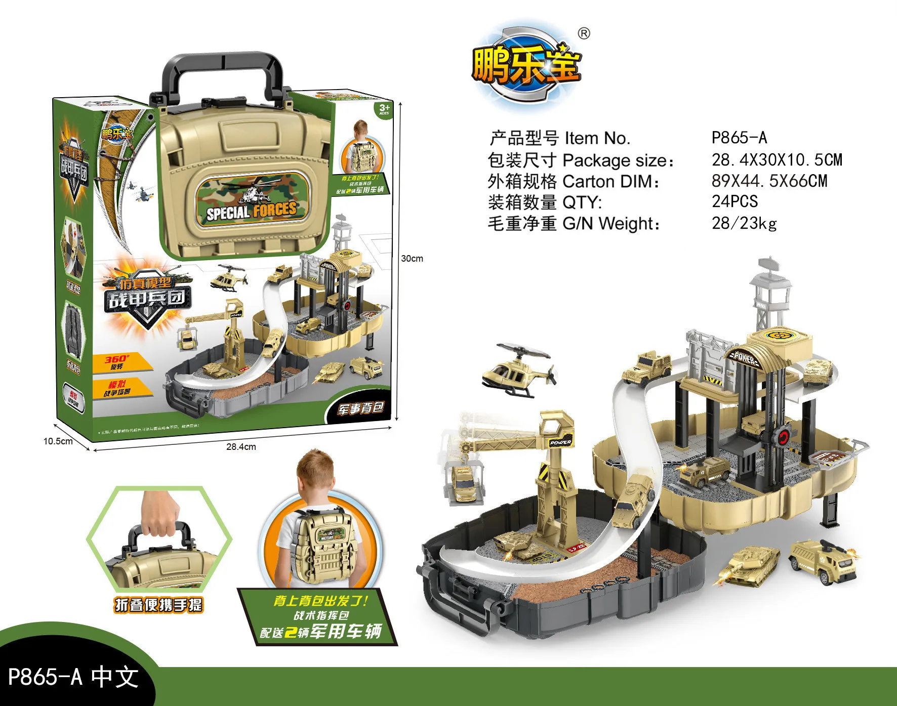 

CHILDREN'S Toy Backpack Storage Assembled Camouflage Trousers Rail Car Scooter Military Backpack P865-a