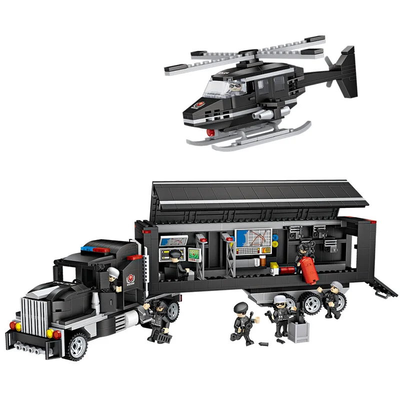 

Cogo Building Blocks City Series 8-in-1 Multi-functional China Mobile Police Car Assembled Toys 13021