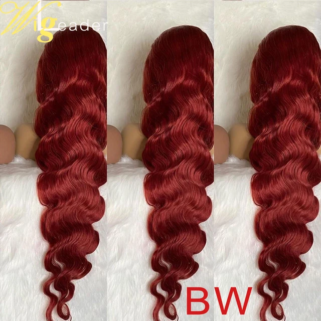 Wigleader Preplucked Remy Human Hair Lace Front Wigs Red Straight 180% 13x6 Lace Frontal Wigs Deep Wave Lace Frontal Wigs 3