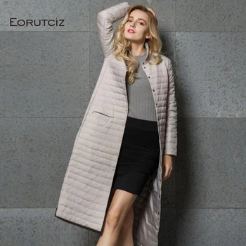 

EORUTCIZ Winter Long Duck Down Coat Women Ultra Light Jacket Autumn Slim Vintage Casual Oversize Coat LM505