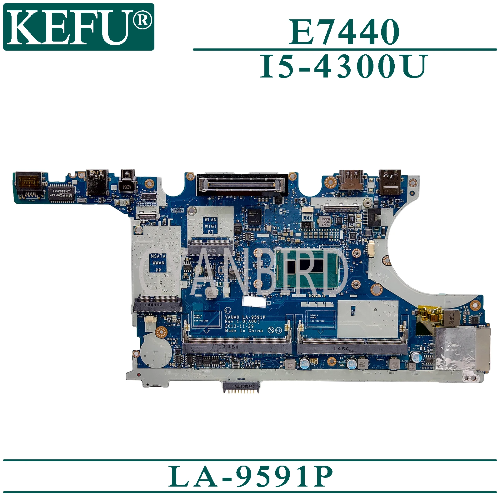 

KEFU LA-9591P original mainboard for Dell Latitude E7440 with I5-4300U Laptop motherboard