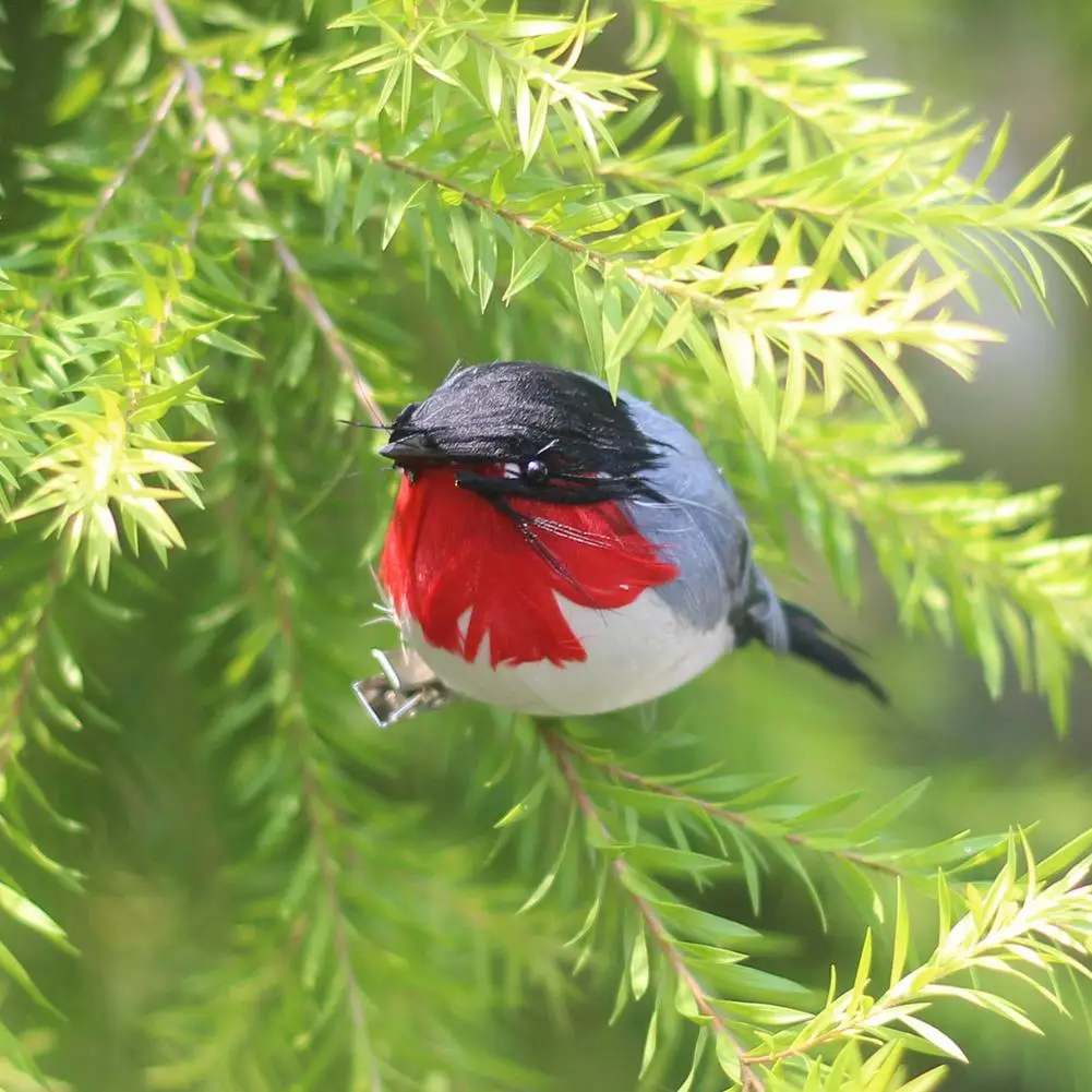 Simulation Robin Bird Cute Artificial Clip-on Bird Mini Landscape Ornament Animal Model 10pcs For Christmas Tree Decor Crafts