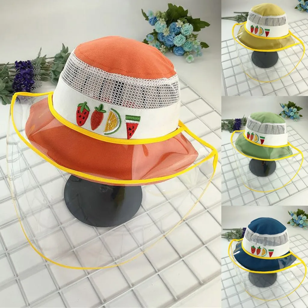 

Child Cute Fruit Mesh Anti-spitting Hat Dustproof Protect the respiratory with masks Cover Cap Removable Washable Bucket Hat