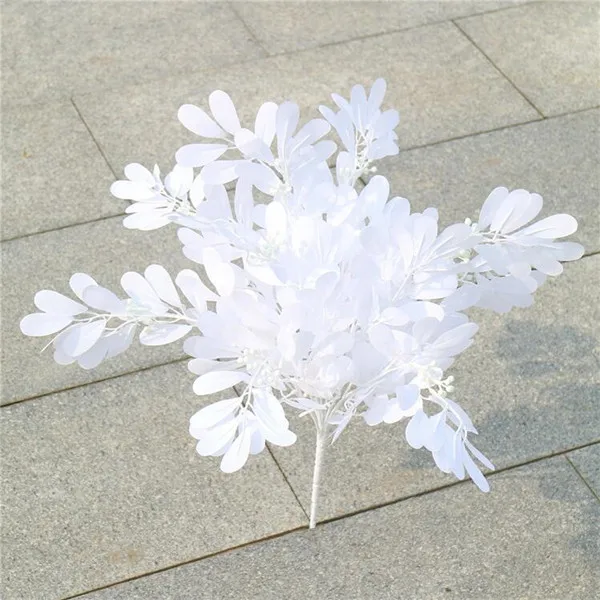 6Pcs Fake Elaborated Leaf Bunch 21.26" Length Simulation Green Jujube Leaves for Wedding Home Decorative Artificial Plants - Цвет: Белый