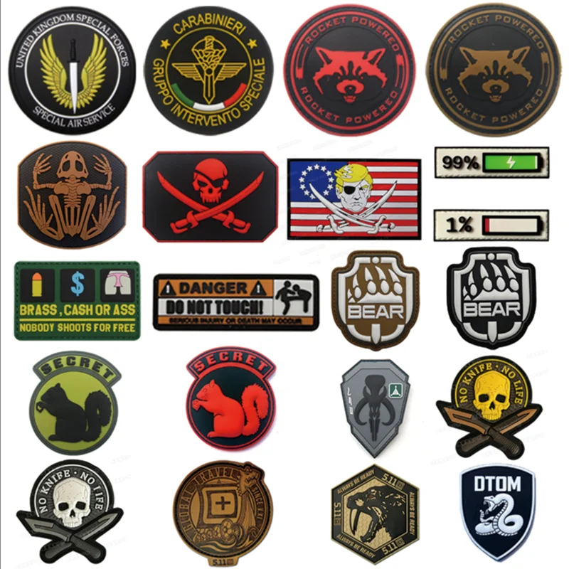 Нашивки Velcros из ПВХ военный Резиновый значок с черепом Кроссфит не трогайте