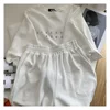 Shorts Sets Summer Cotton Sets Women Casual Two Pieces Short Sleeve T Shirts and High Waist Short Pants Solid Outfits Tracksuit 3