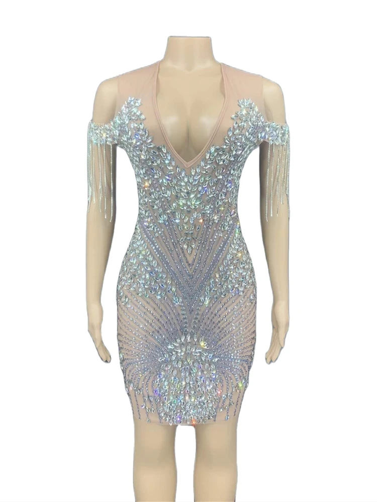 

Стразы Платье-футляр с открытыми плечами с глубоким V-образным вырезом из сетчатой пряжи женское платье для вечерние НКИ выпускного вечера свадьбы помолвки официальное платье клубный сценический наряд