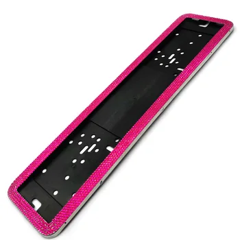 

1pcs Car European License Plate Frame Luxurious Crystal Diamonds Alloy Steel European Number Plate Holder Front and Rear Plate