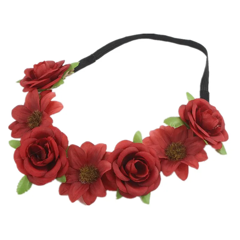 Rose flower headband small fresh photo accessories Bohemian seaside holiday wreath headdress - Цвет: 19-1