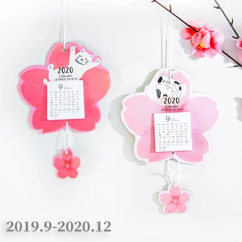 

2020 Creative Cherry Blossom and Cat Calendar DIY Mini Kawaii Wall Calendars Daily Schedule Planner Office Supplies
