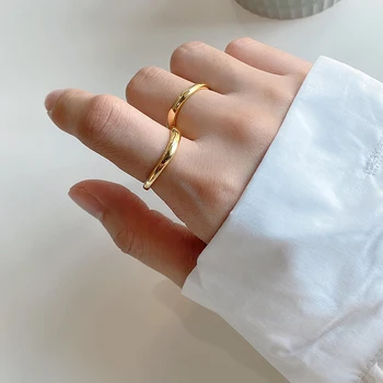 

GHIDBK Dainty 925 Sterling Silver Curved Rings Femme Chic Minimalist Plain Rings Statement Geometric Ring Demo Awesome Jewelry