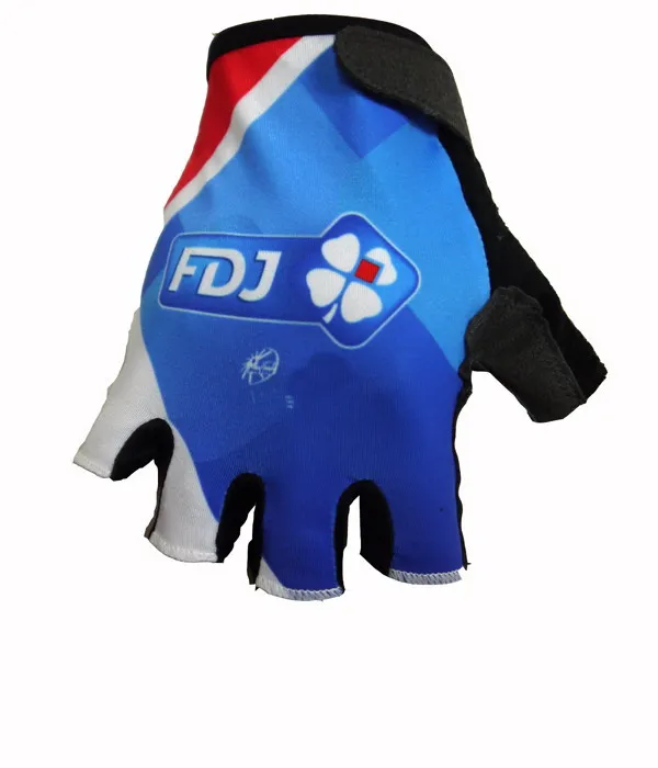 2015 FDJ Команда голубая одна пара велосипедные перчатки на полпальца Гелевые