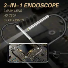 3 в 1 3,9 мм эндоскоп крошечные линзы мини андроид эндоскоп микро Гибкий Тип C водонепроницаемый осмотр для Android ПК бороскоп