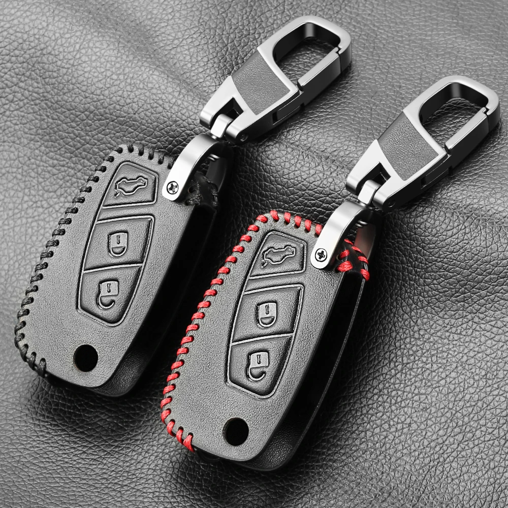 Leather Car Key Shell Case Cover For FIAT Punto Ducato Stilo Panda 3  Buttons Flip Folding Remote - AliExpress