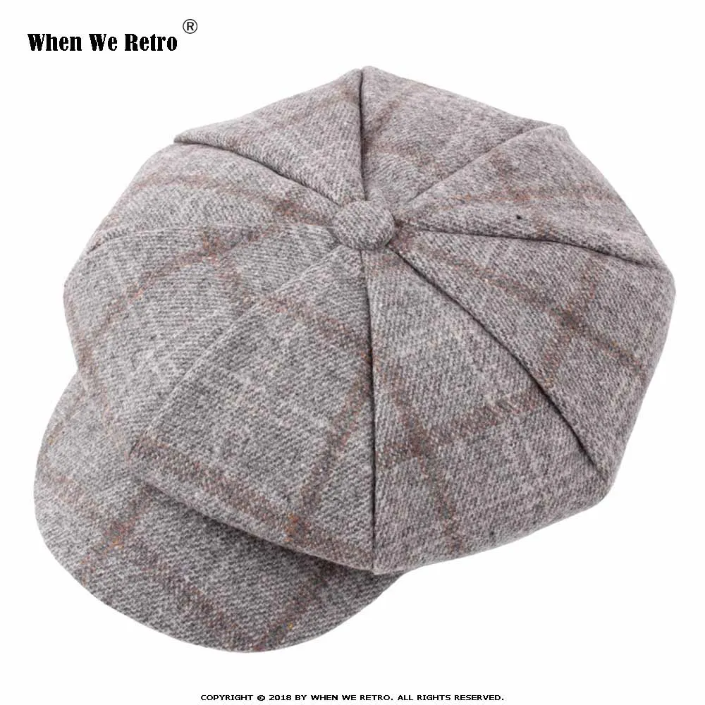 Light Gray Когда мы ретро унисекс клетчатая Женская кепка демисезонная Кепка для мужчин Golf QY0522 плоская кепка береты мужская шапка - Цвет: Light Gray