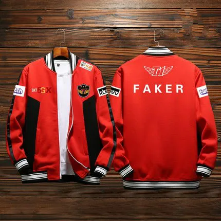 Red 10 Skt T1 S9 командная форма Faker толстовки на молнии хлопок бейсбол плюс бархат толстовки Верхняя одежда зимняя мужская повседневная свободная теплая куртка - Цвет: Red 10