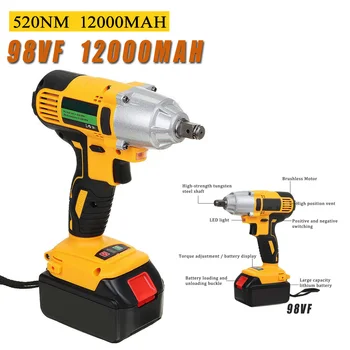 

98VF 12000mAh Cordless Electric Repair Impact Wrench Drill Screwdriver 110-220V Waterproof Battery LED lights