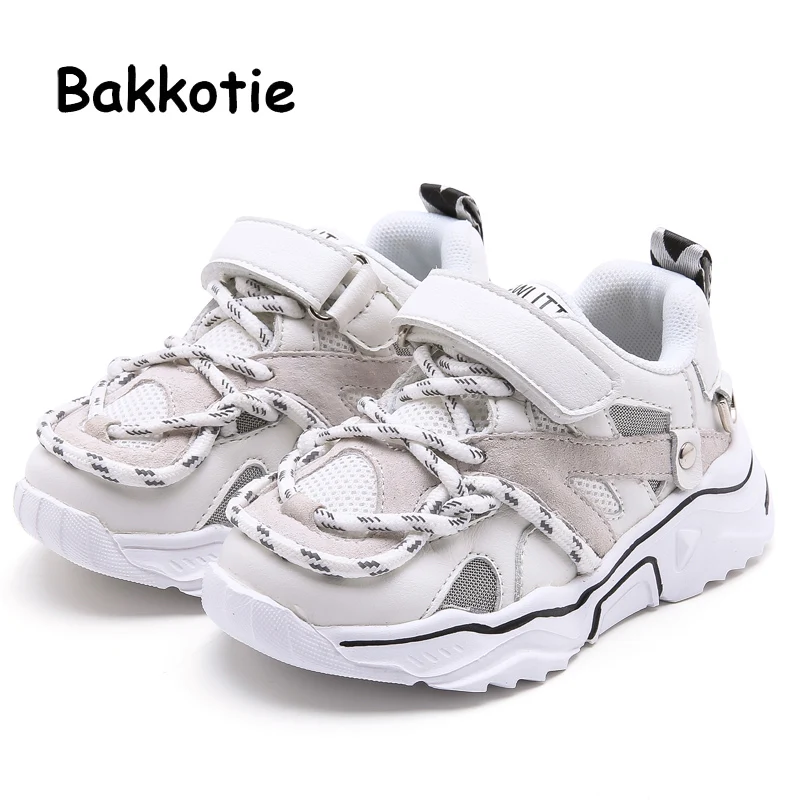Bakkotie/Новинка 2019 года; спортивные кроссовки для маленьких мальчиков; сезон осень; модные сетчатые кроссовки для маленьких девочек;