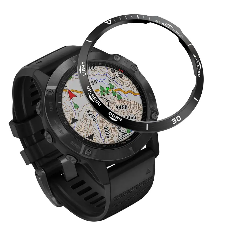 Металлическое кольцо для Garmin Fenix 6/Fenix 6 Pro/Fenix 6 сапфировое кольцо для циферблата Стильный чехол кольцо с защитой от царапин - Цвет: B Black white