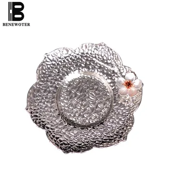

Creative Tin Plum Blossom Copper Alloy Coaster Kung Fu Tea Set Small Teacup Tray Japanese-style Tea Ceremony Accessories Teaware