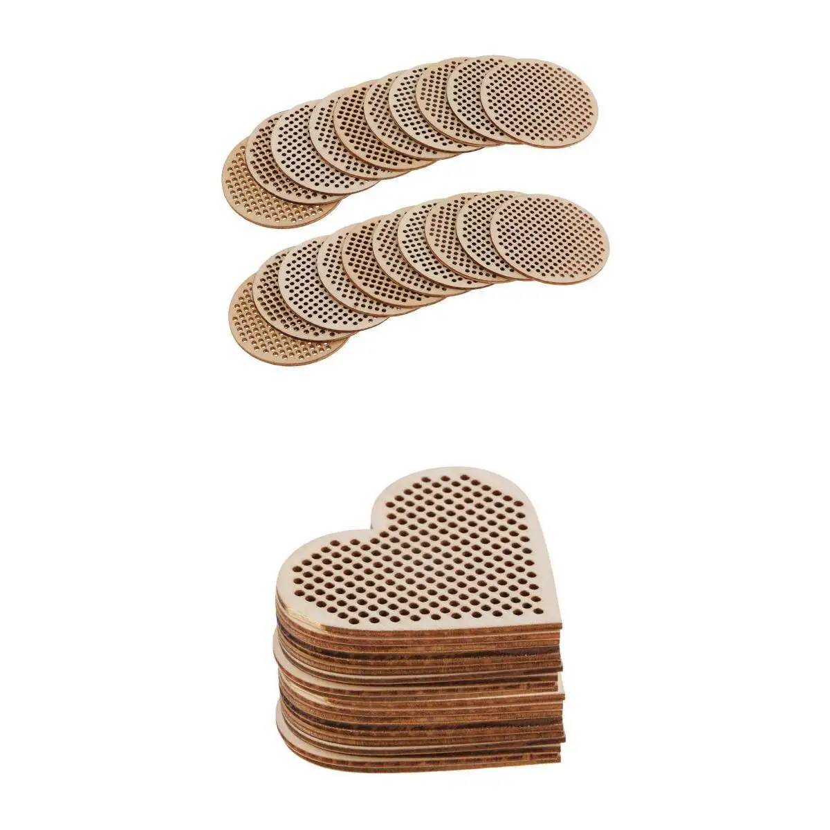 40Pcs Natural Multi-hole Wooden Pendant Cross Stitch Board DIY Jewelry Charm