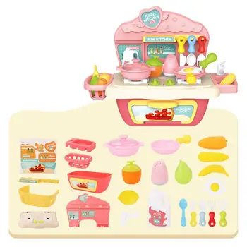 

Pretend Play Kitchen Toys Set Vegetables Fruits Kitchen Cutlery Table Toy Set for Kids Children