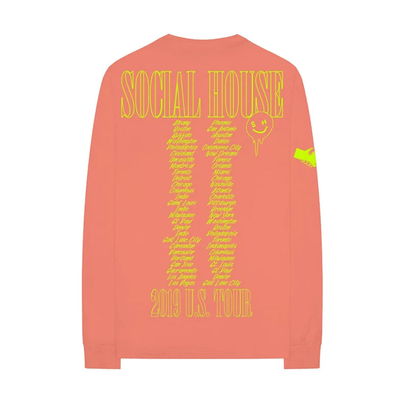 SOCIAL HOUSE 2019 TOUR футболка с длинным рукавом для мужчин и женщин 1:1 лучшее качество